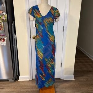 Jasmine KC Reversible Mesh Maxi Dress | Multicolor Abstract Print | Size M NWT